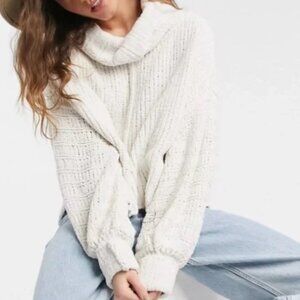Free People Be Yours Cowl Neck Sweater In Vanilla Bean ‎ Women's Size Small